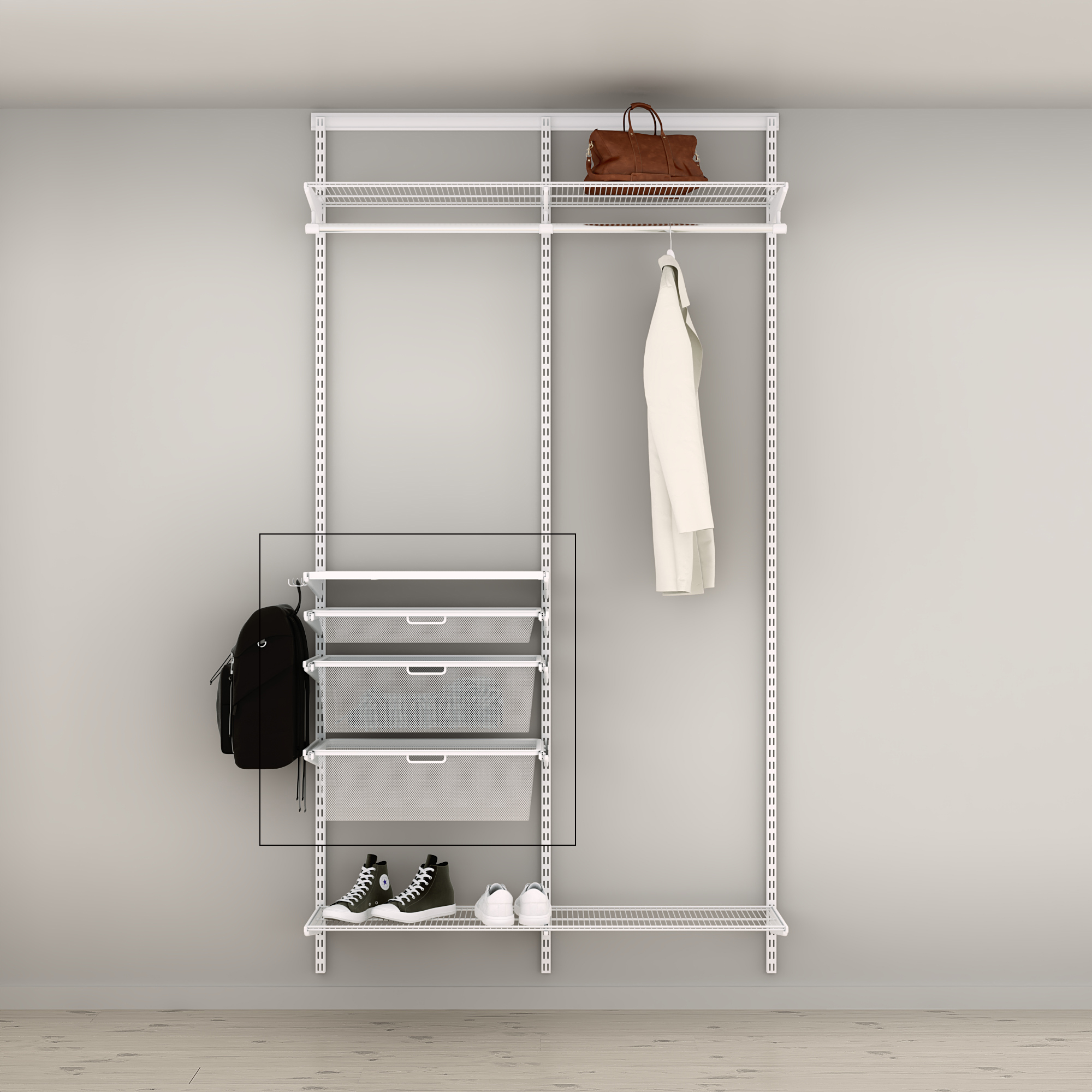 Tilläggslösning Elfa Ready Solution Classic 60.9 Vit B: 607 mm