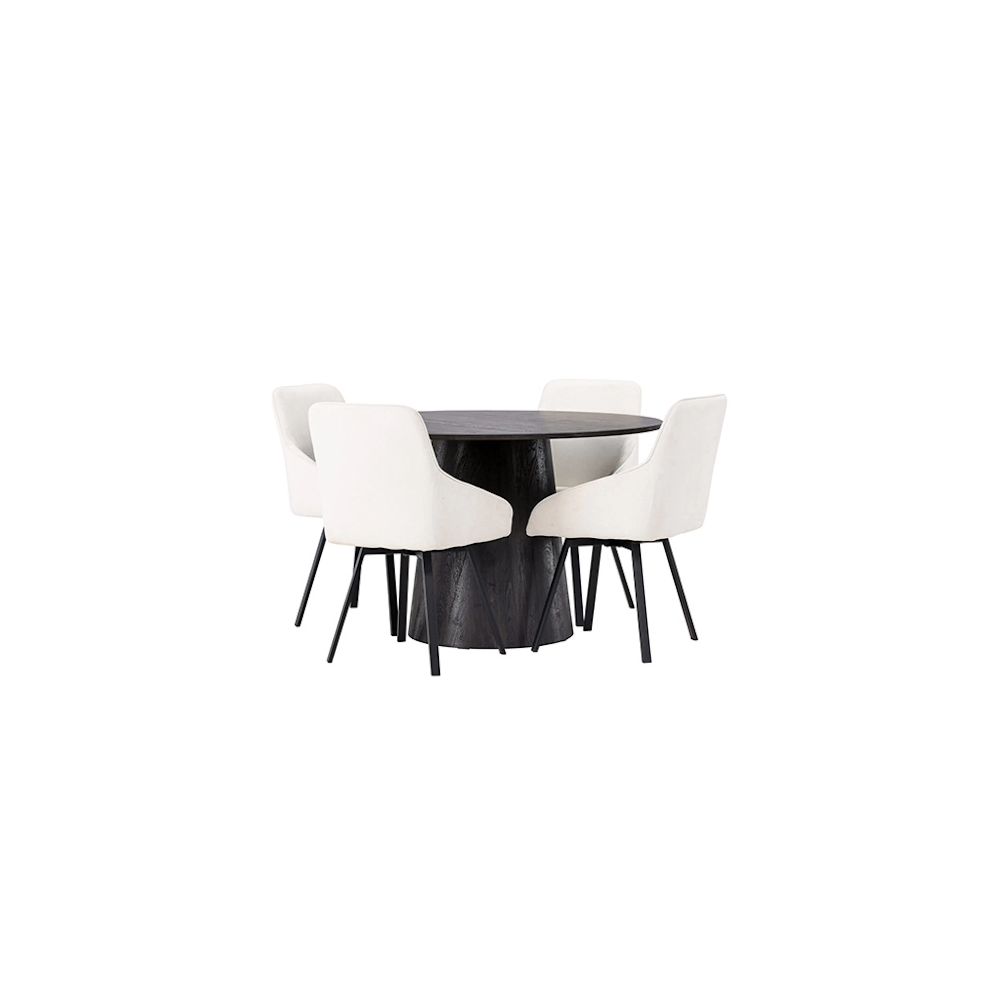 Matgrupp Venture Home Lanzo Ø120 cm med 4 st Rosie stolar Beige/Svart