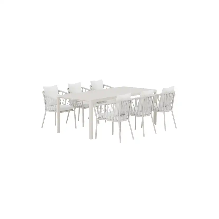 Matgrupp Utomhus Venture Home Giardini 90x200 cm med 6 st Linos Trädgårdsstolar