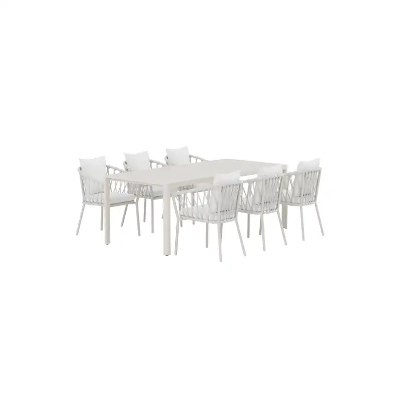 Matgrupp Utomhus Venture Home Giardini 90x200 cm med 6 st Linos Trädgårdsstolar