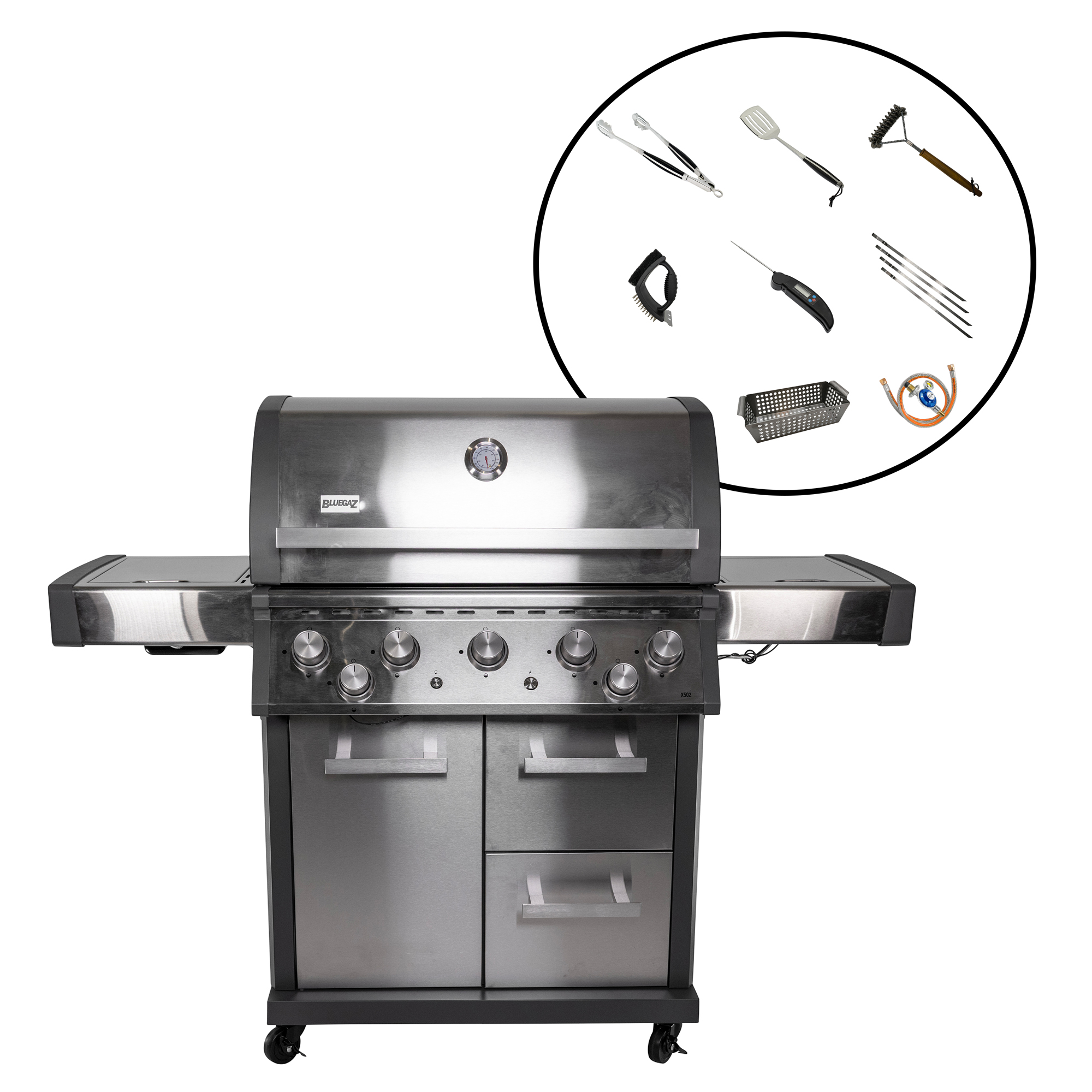 Gasolgrill Bluegaz X502 Paket Med Regulator & Grillset M