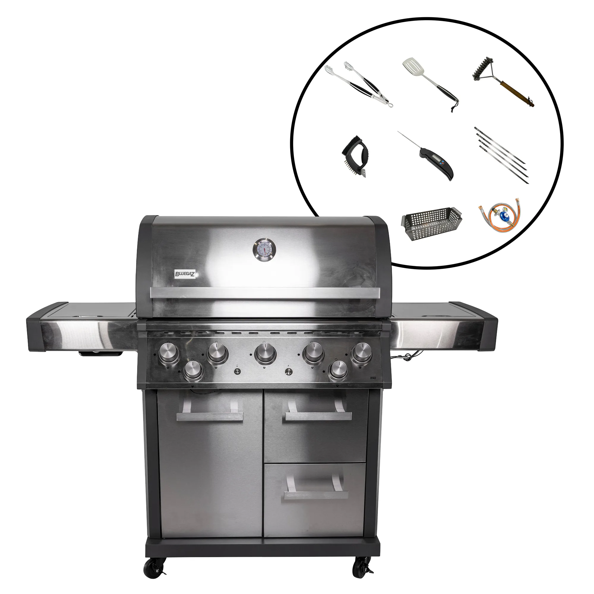Gasolgrill Bluegaz X502 Paket Med Regulator & Grillset M