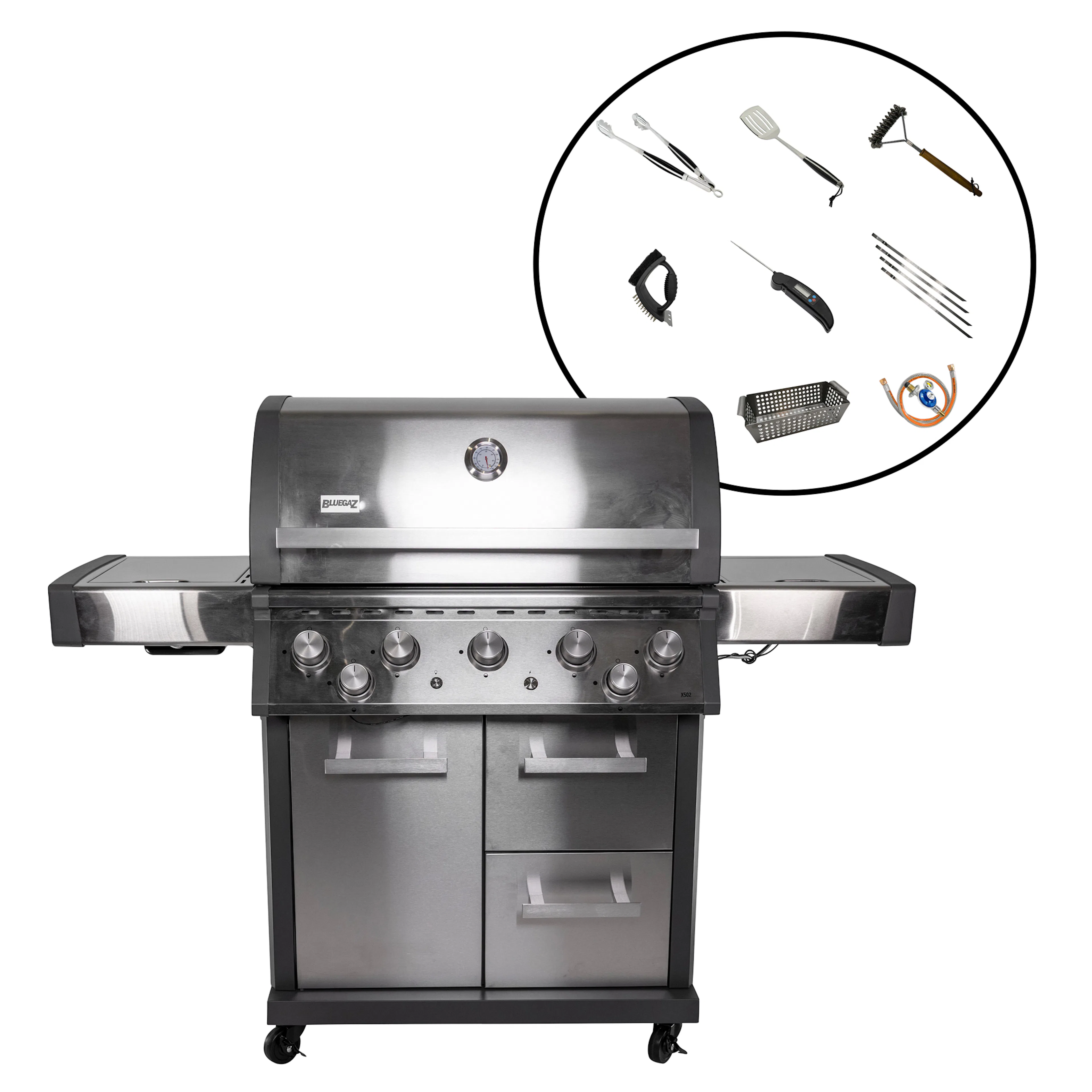 Gasolgrill Bluegaz X502 Paket Med Regulator & Grillset M