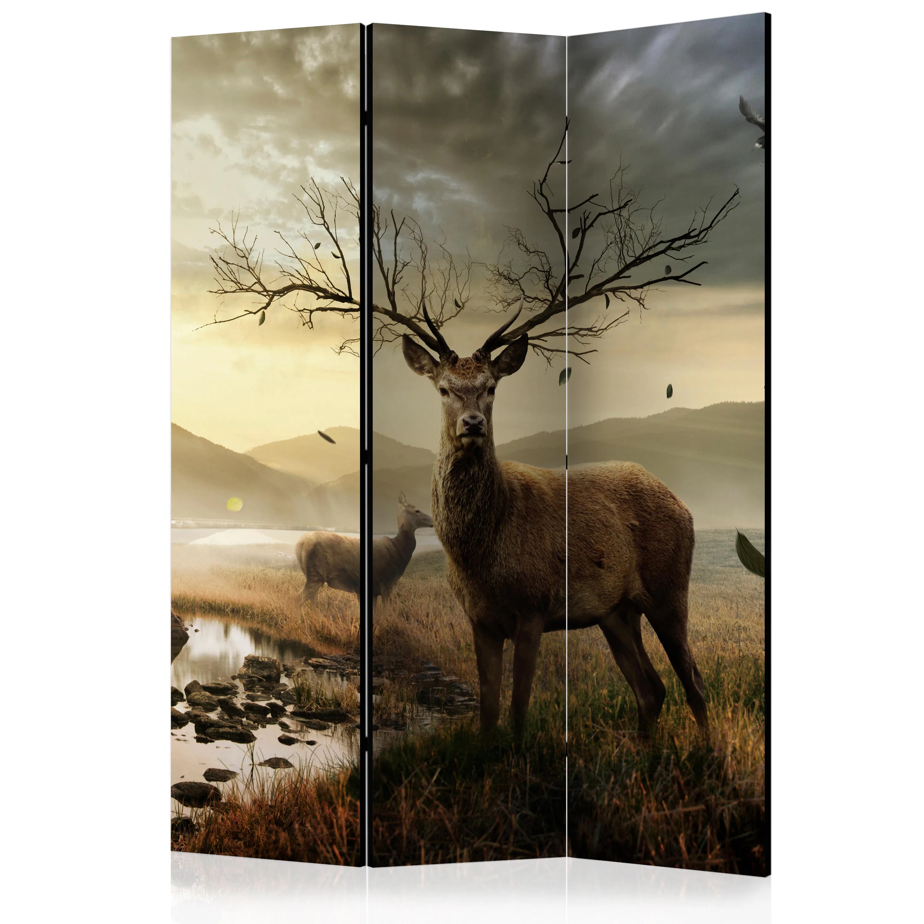 Rumsavdelare Skärmvägg Arkiio Deers By Mountain Stream 135x172 cm