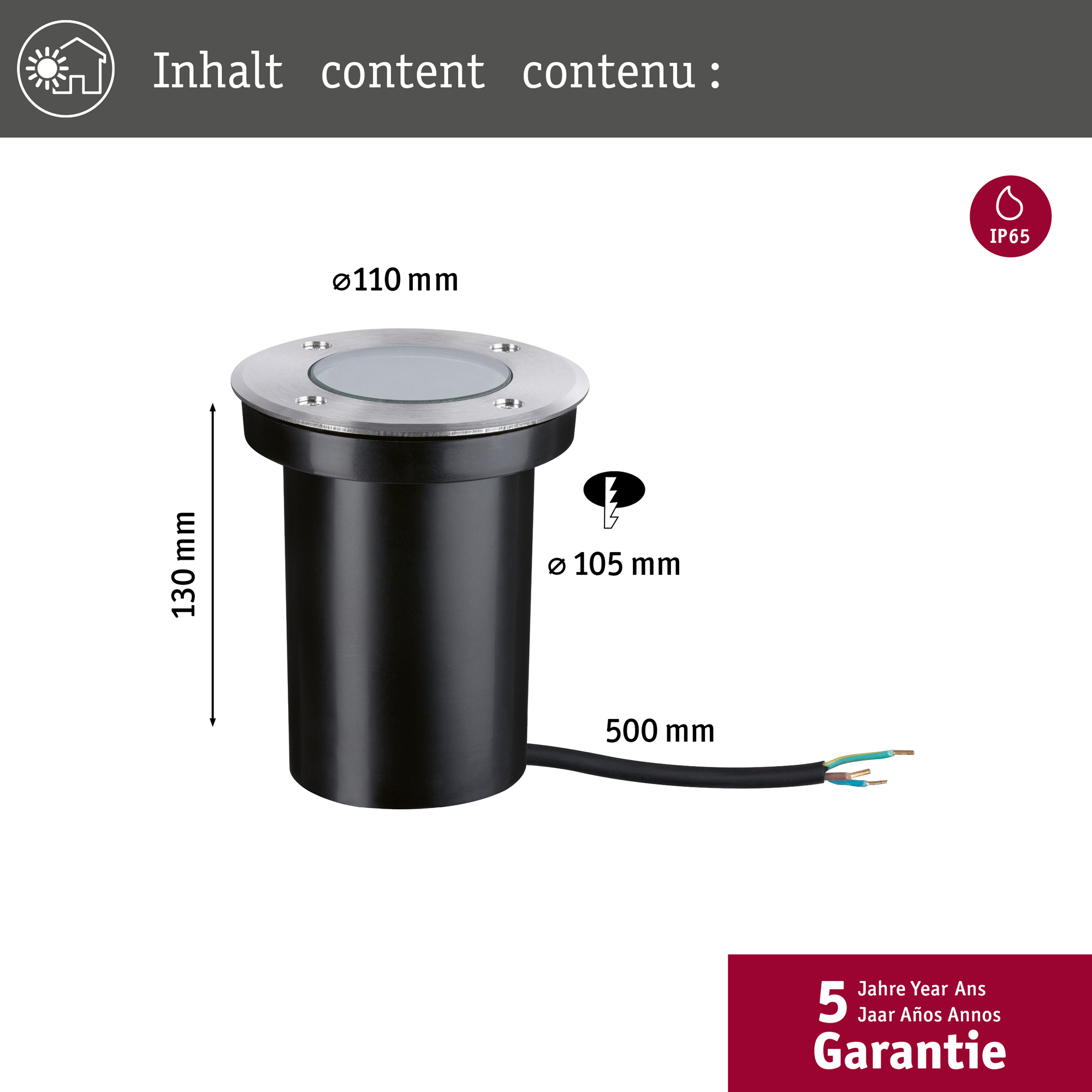 LED Infälld Markbelysning Paulmann Floor Rund IP67 230V Ljus: Gold Light (insektsvänlig)