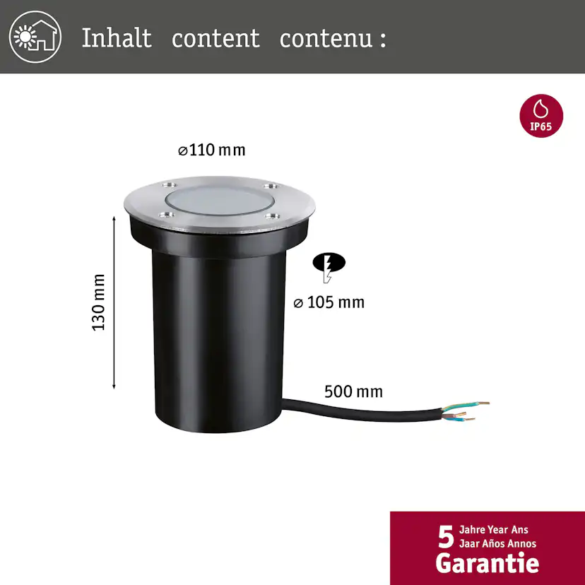 LED Infälld Markbelysning Paulmann Floor Rund IP67 230V Ljus: Gold Light (insektsvänlig)