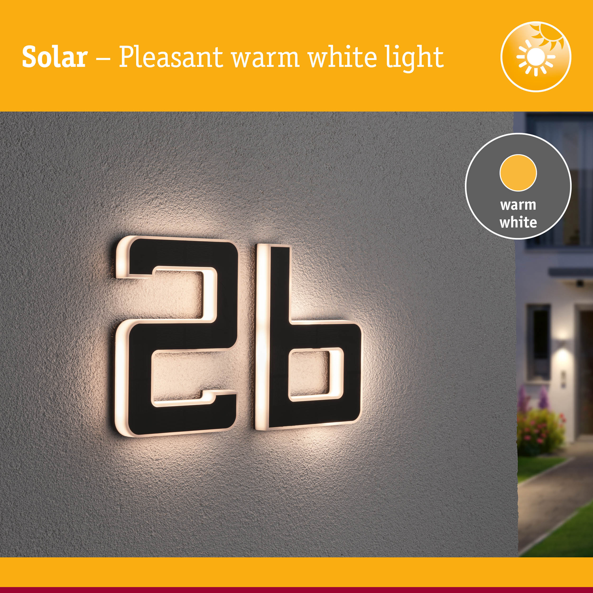 Fasadbelysning Solcell LED Paulmann Husnummer A-D med belysning inkl. utbytbart batteri IP44 Design: B