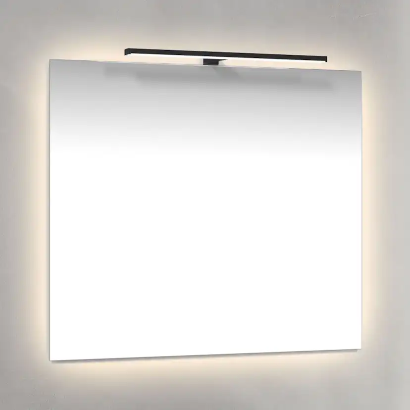 Spegel 80x70 Ambilight Svart T-Belysning Bredd: 800 mm