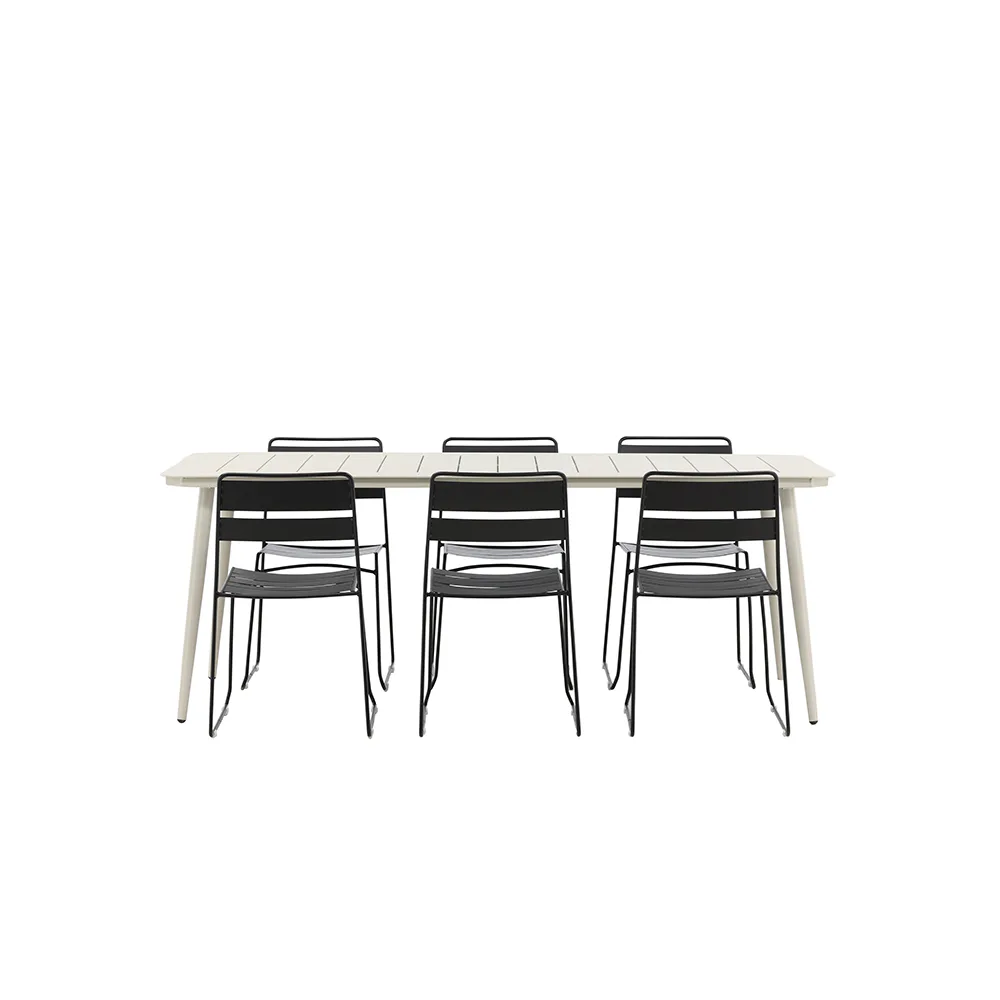 Matgrupp Venture Home Lina med 6 Lina Stolar Beige/Svart