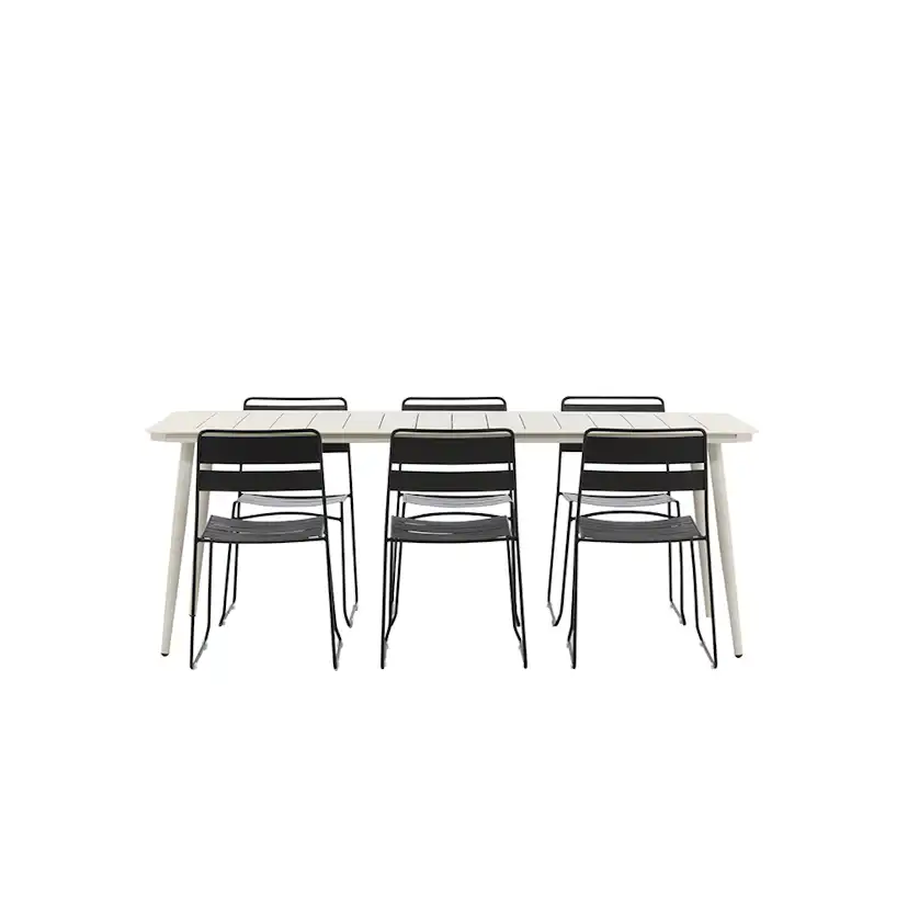 Lina Dining Table - Beige - 200*90 _1+ Lina Dining Chair - B Beige/Svart