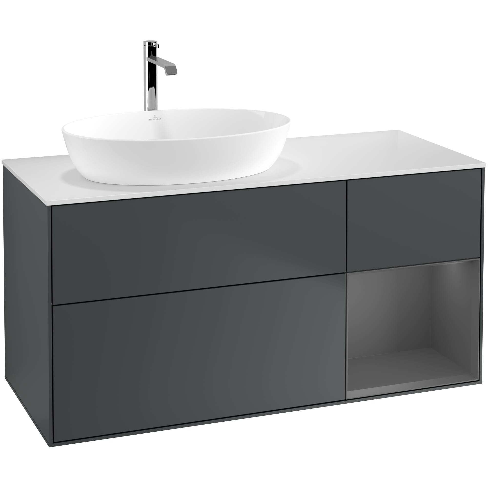 Tvättställsskåp Villeroy & Boch Finion med 3 Lådor Hylla och Bänkskiva för Ocentrerat Tvättställ från Artis & Collaro