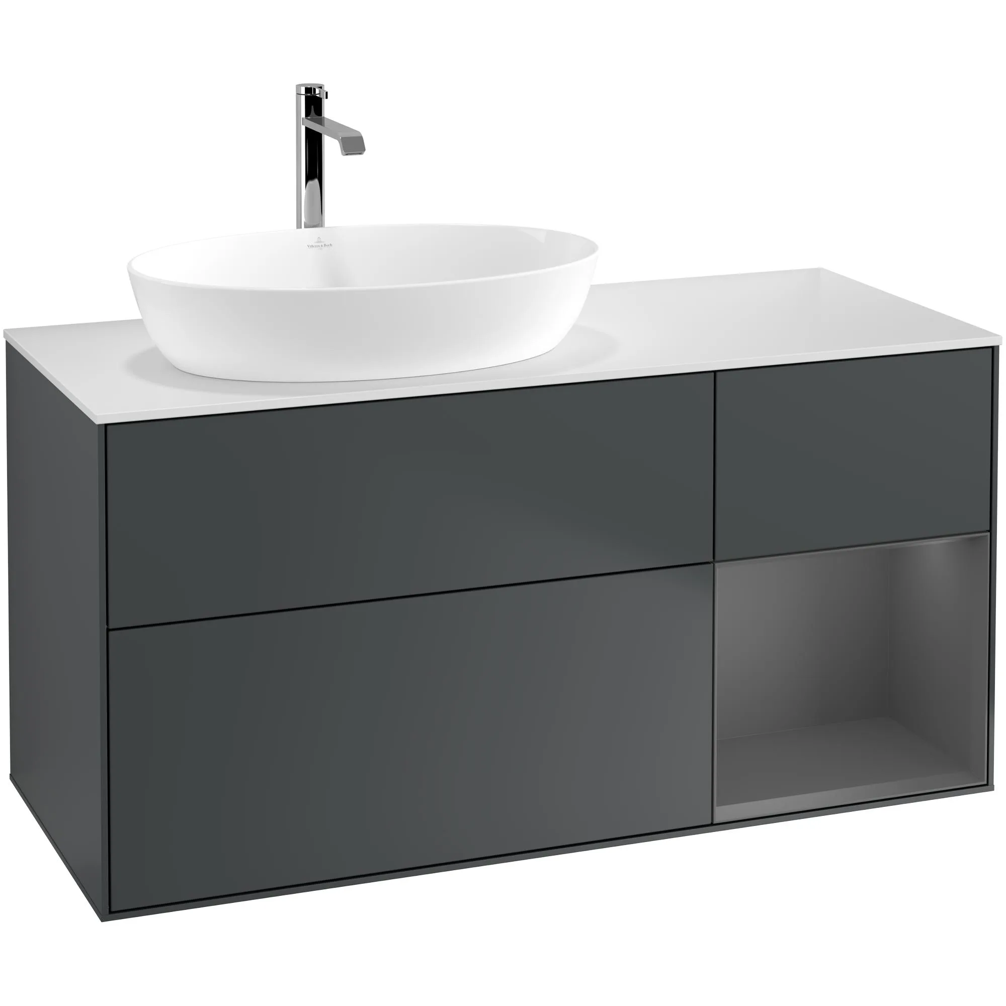 Tvättställsskåp Villeroy & Boch Finion med 3 Lådor Hylla och Bänkskiva för Ocentrerat Tvättställ från Artis & Collaro