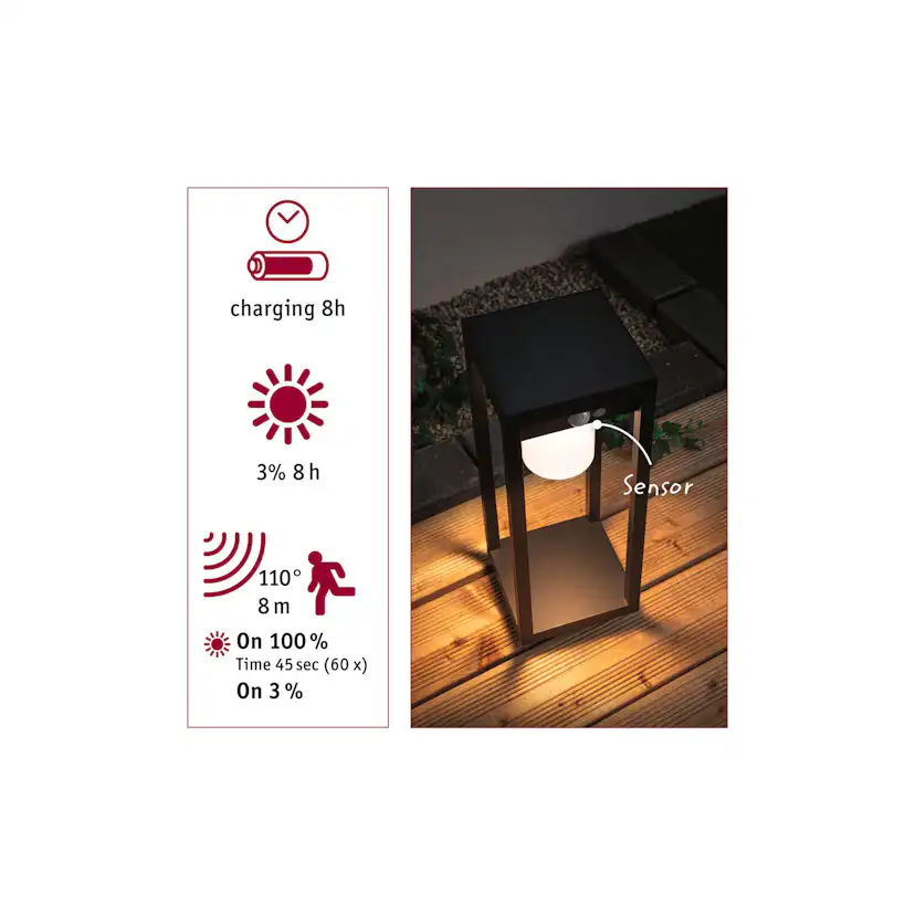 Solcellsbelysning LED Paulmann Marisol med Rörelsesensor IP44