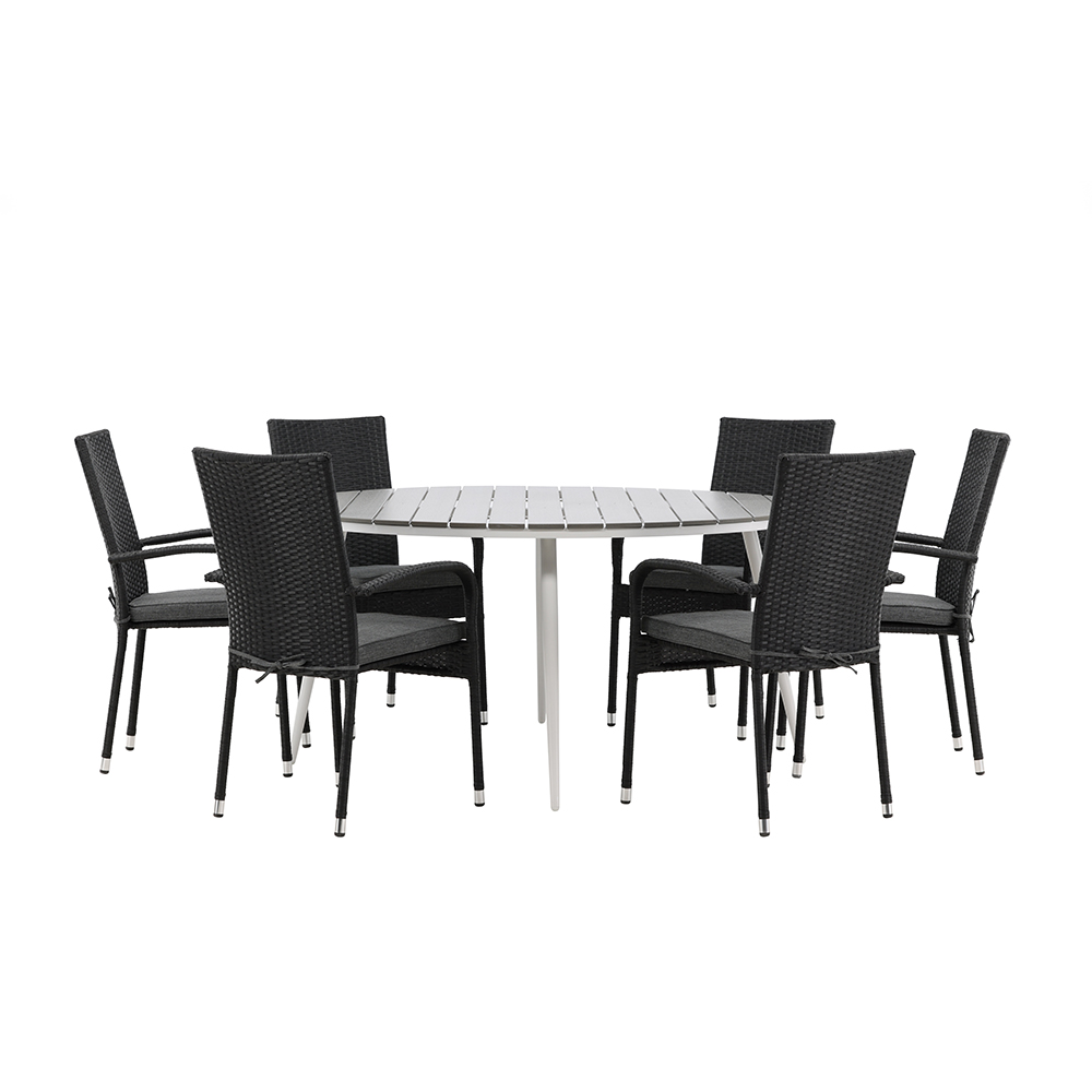 Matgrupp Utomhus Venture Home Break Ø150 cm med 6 Anna Trädgårdsstolar