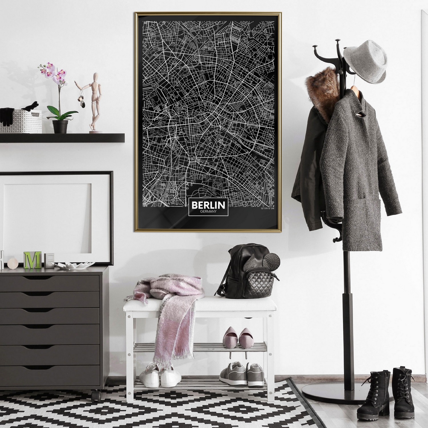 Poster Artgeist Affisch Dark Map of Berlin