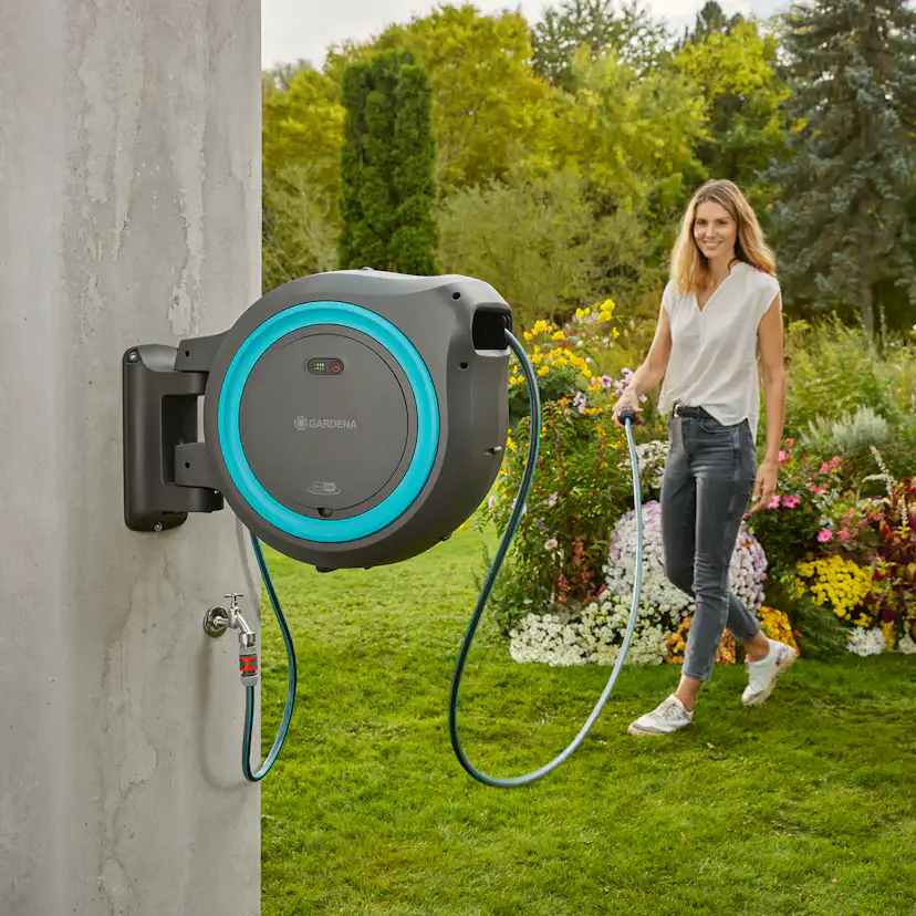 Slangbox Gardena Batteridriven PowerRoll XXL 40 m Med Batteri & Laddare