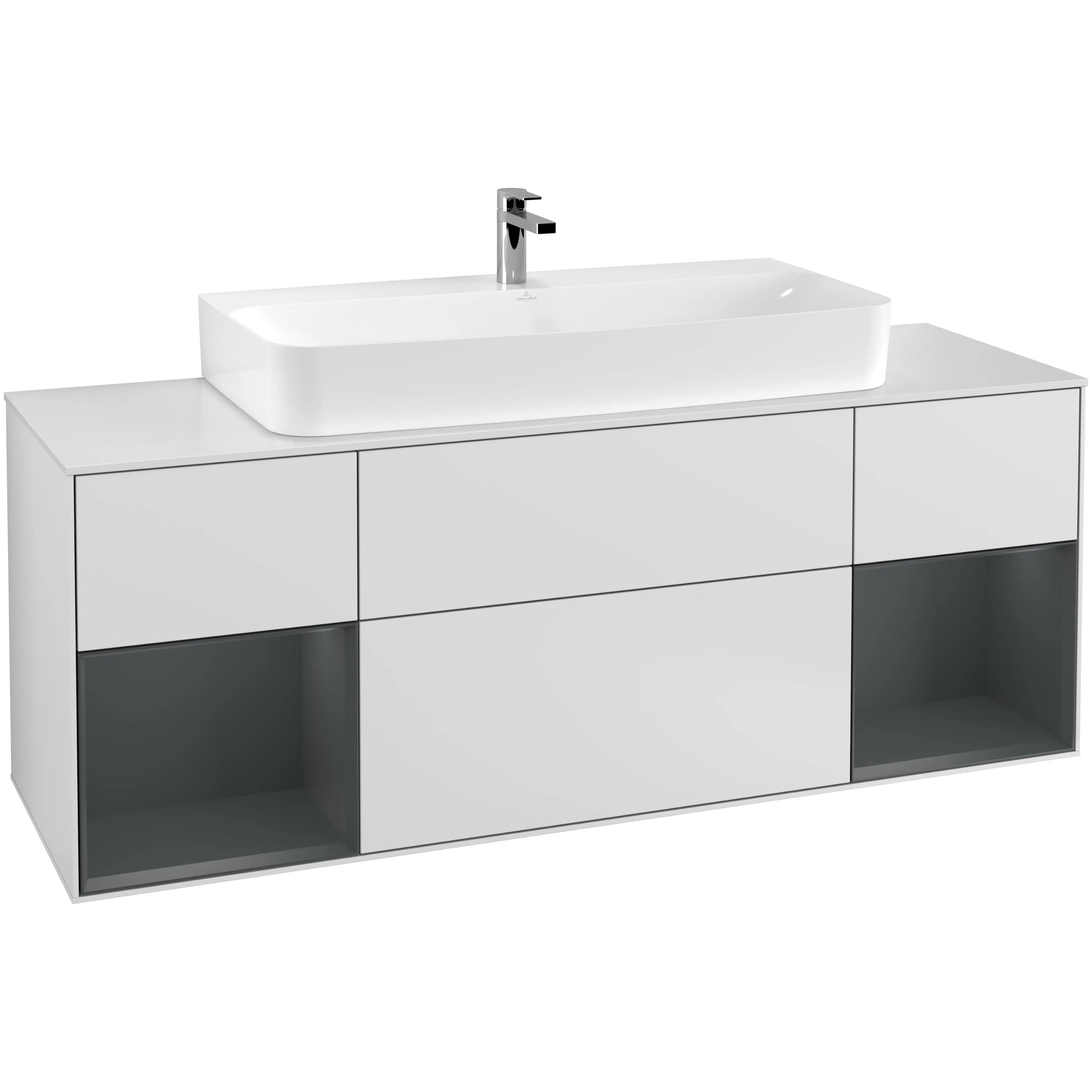 Tvättställsskåp Villeroy & Boch Finion med Två Hyllor och Bänkskiva för Centrerat Tvättställ