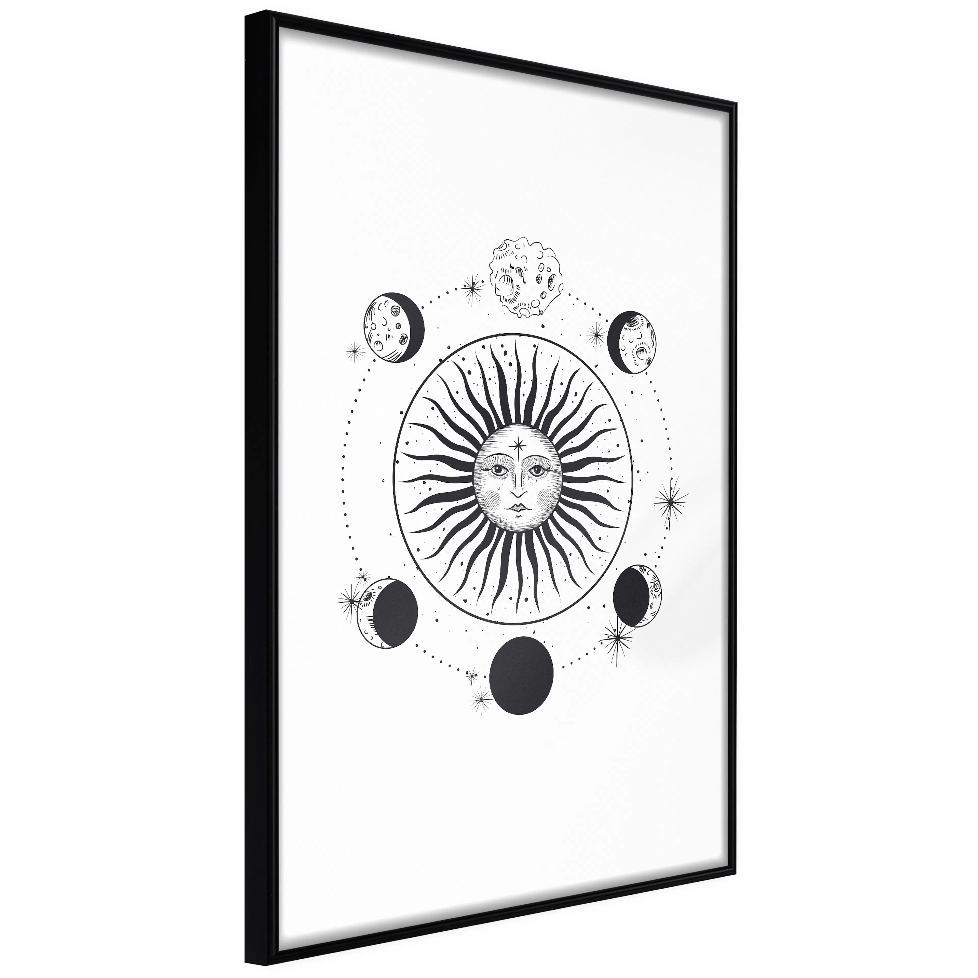 Affisch - Moon Phases [Poster] 20x30 Svart ram, 20x30 cm