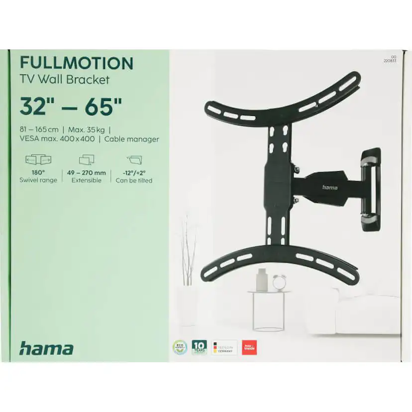 Väggfäste Hama Full Motion VESA upp till 400x400 65 tum Easy Fix