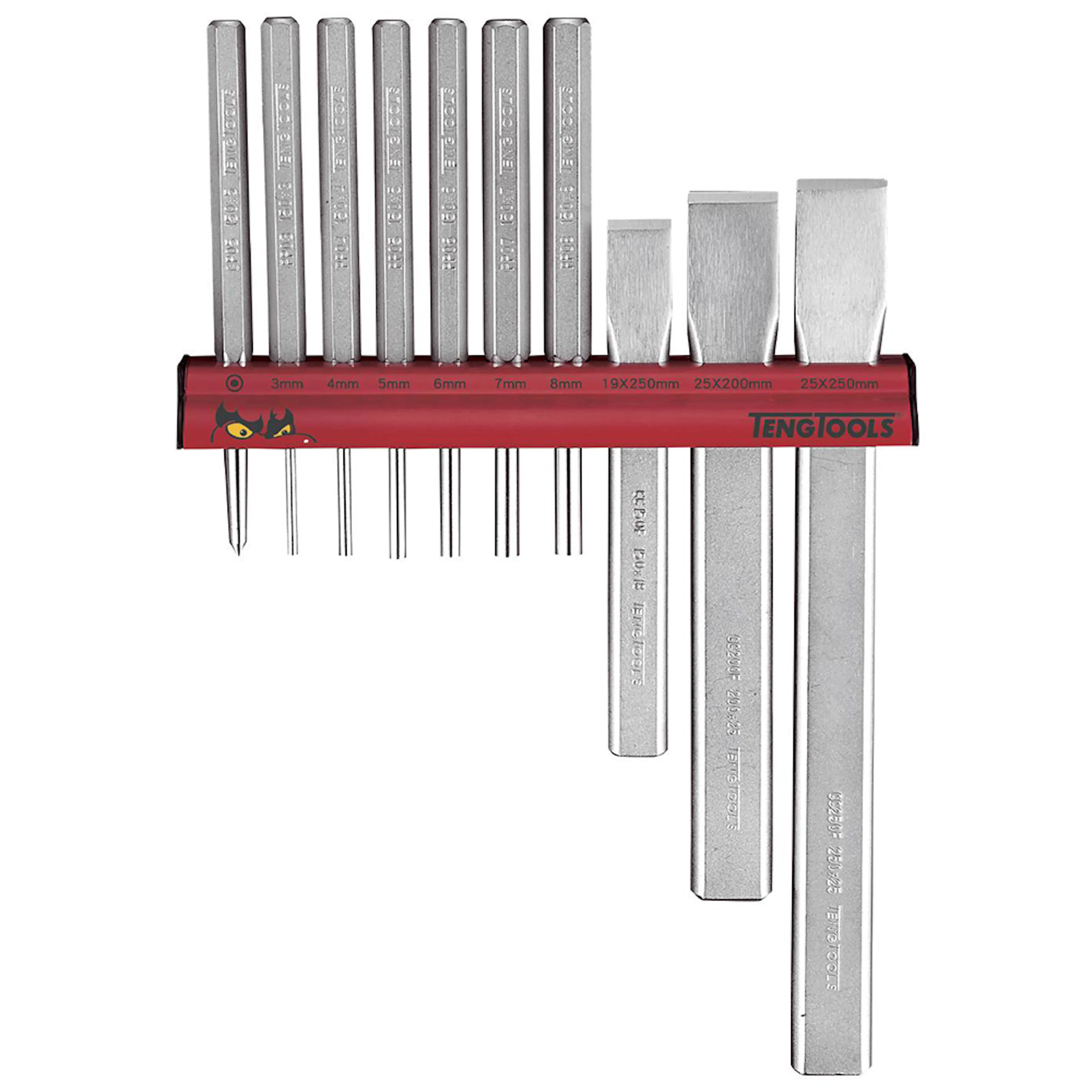 Dorn & Mejselsats Teng Tools Med Väggställ 10-Delar WRPC10