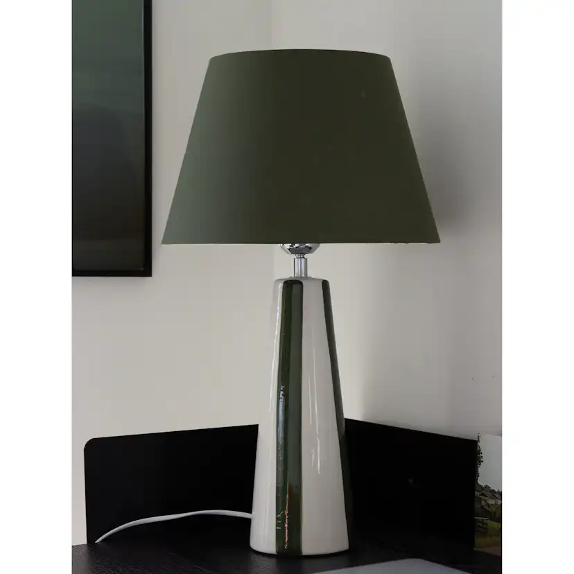 Bordsslampa PR Home Leya Randig Lampfot i Keramik med Lampskärm