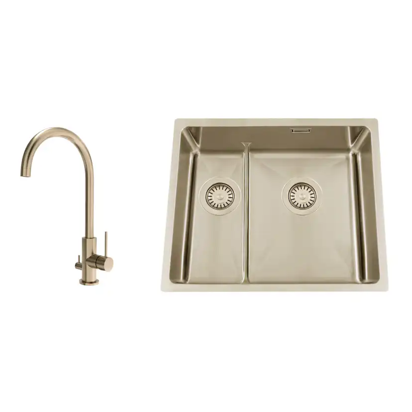 Diskho Nordic Tech Titan 53 KHX Nickel med Köksblandare Steel Equip D