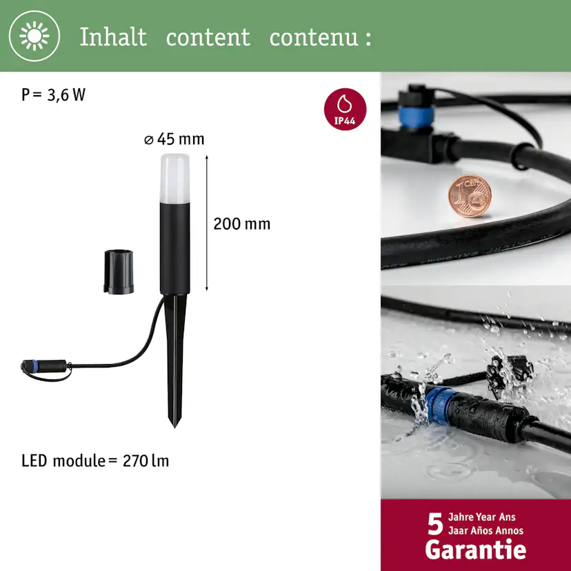 Pollare LED Paulmann Flarea Plug & Shine IP65 24V Höjd: 200 mm