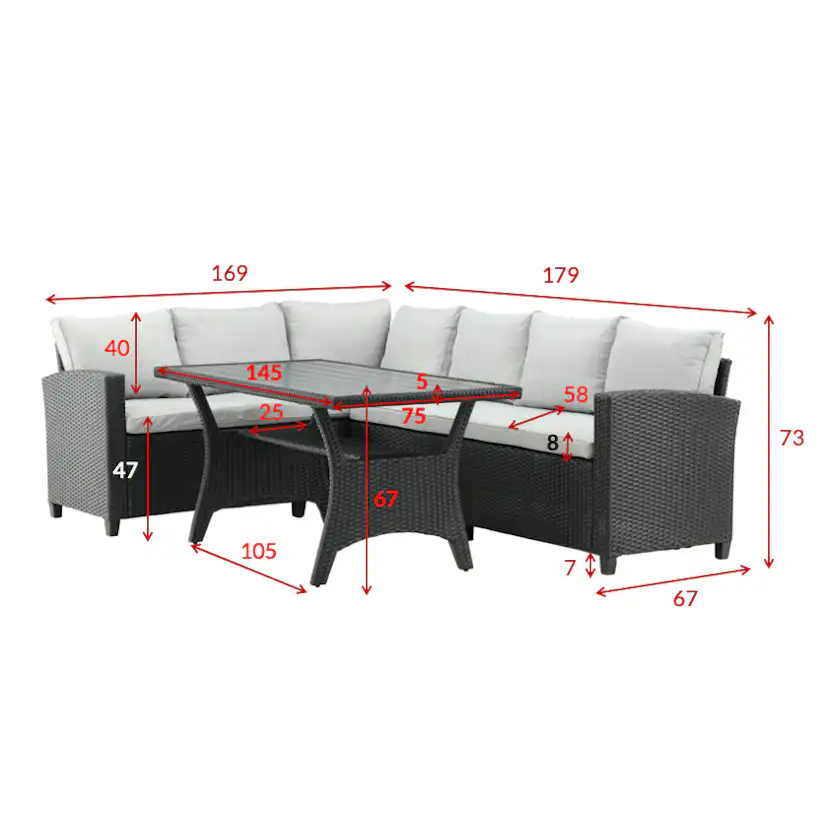 Brentwood Corner sofa - Black/Grey Svart/Grå