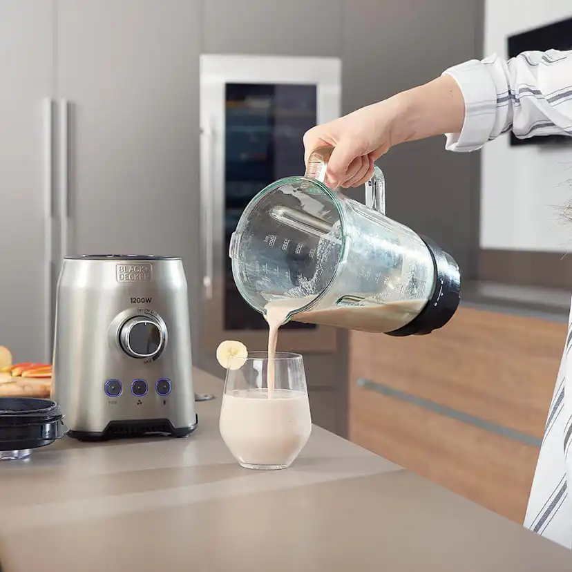 Blender Black+Decker 1,5L Borstat Stål 1200W med Turbofunktion & Justerbara Hastigheter