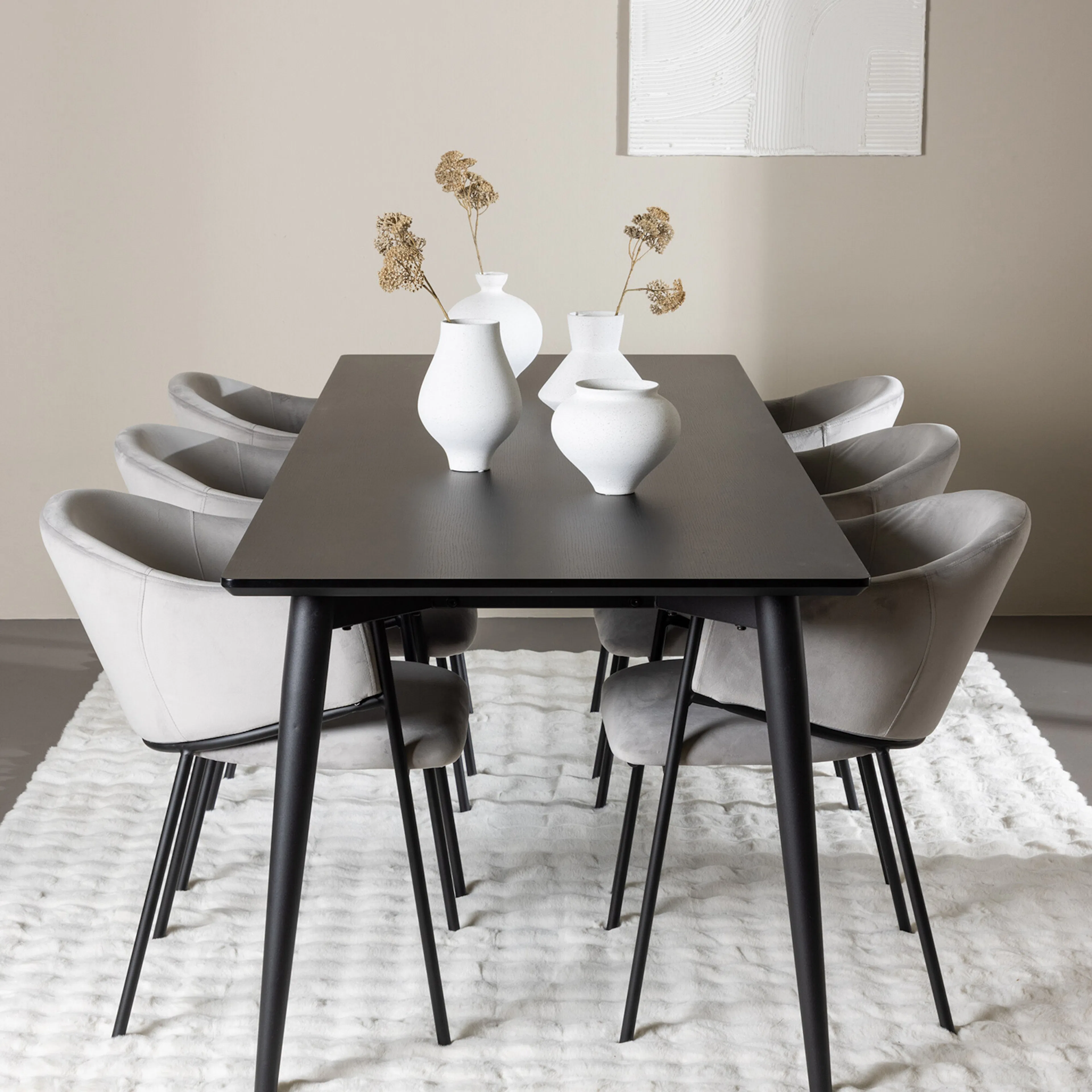 Ellis Dining Table with Evelina Dining Chair Svart/Grå