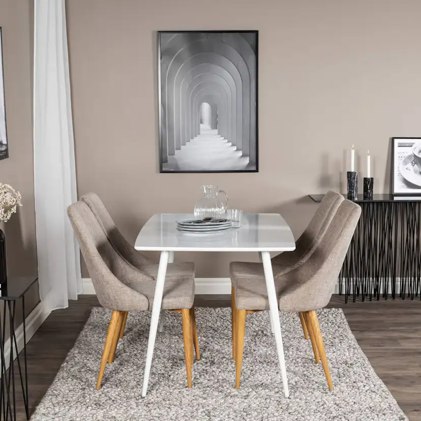 Matgrupp Basic Home Ypas Rektangulärt Matbord 120 cm med 4 Ludvig Stolar