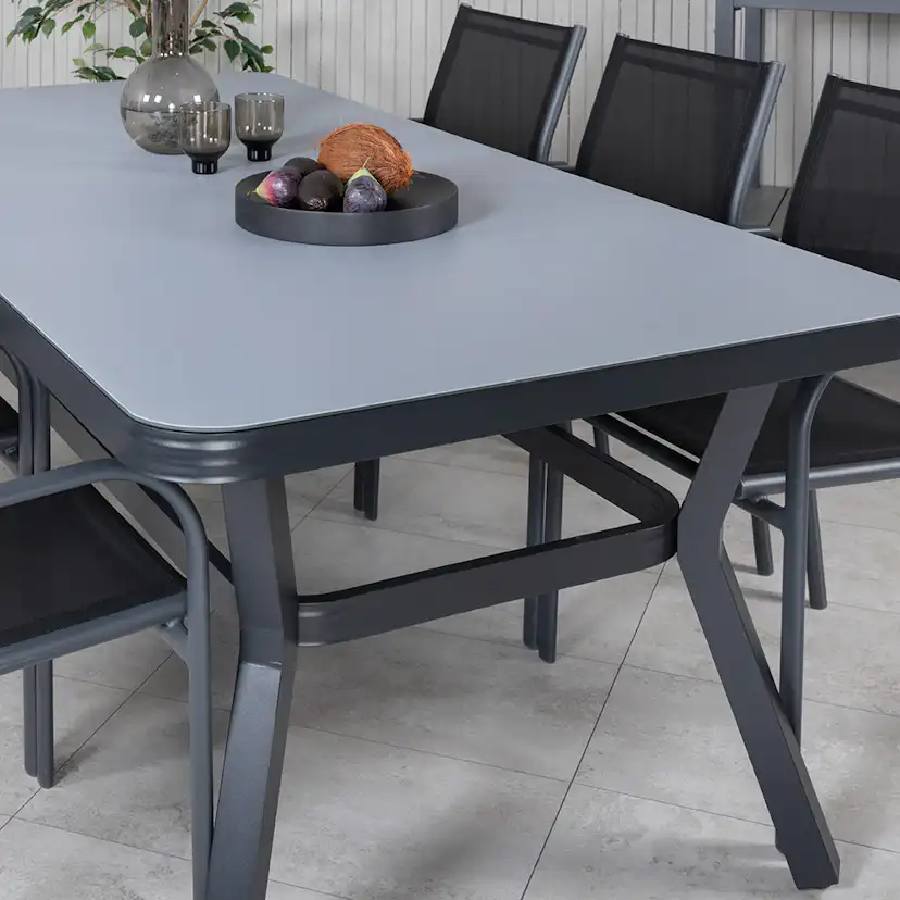 Matgrupp Venture Home Vyn med 6 Samba Stapelbara Matstolar