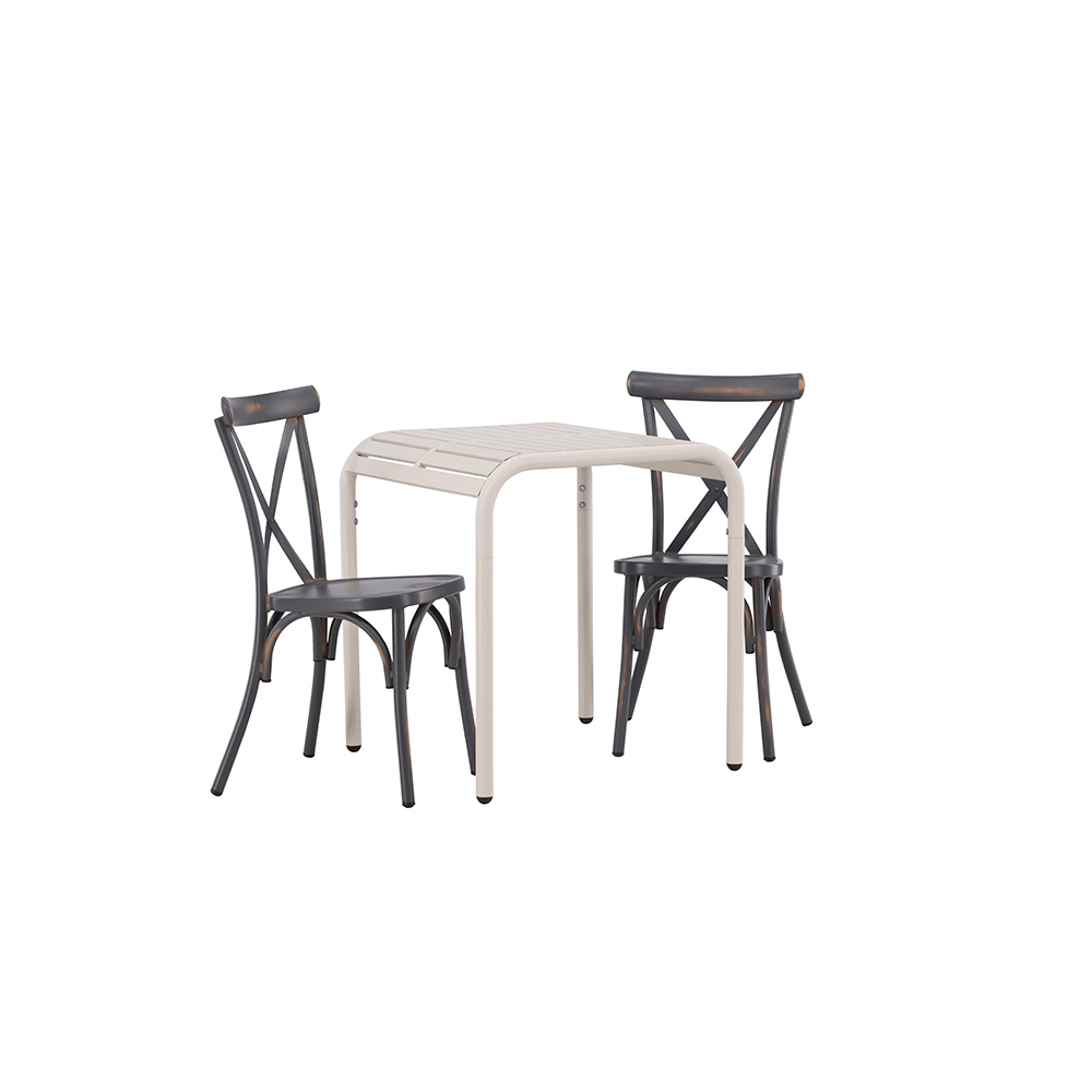 Borneo Cafetable Aluminium - Beige / Kvadrat 70*70* +Tablas Mörkgrå/Beige