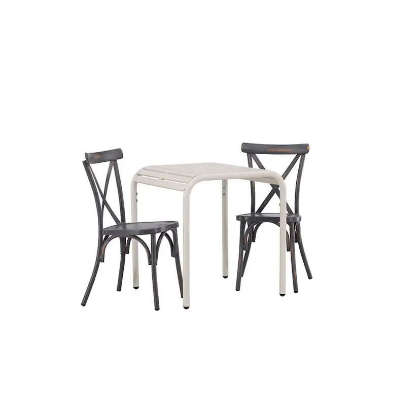 Borneo Cafetable Aluminium - Beige / Kvadrat 70*70* +Tablas Mörkgrå/Beige