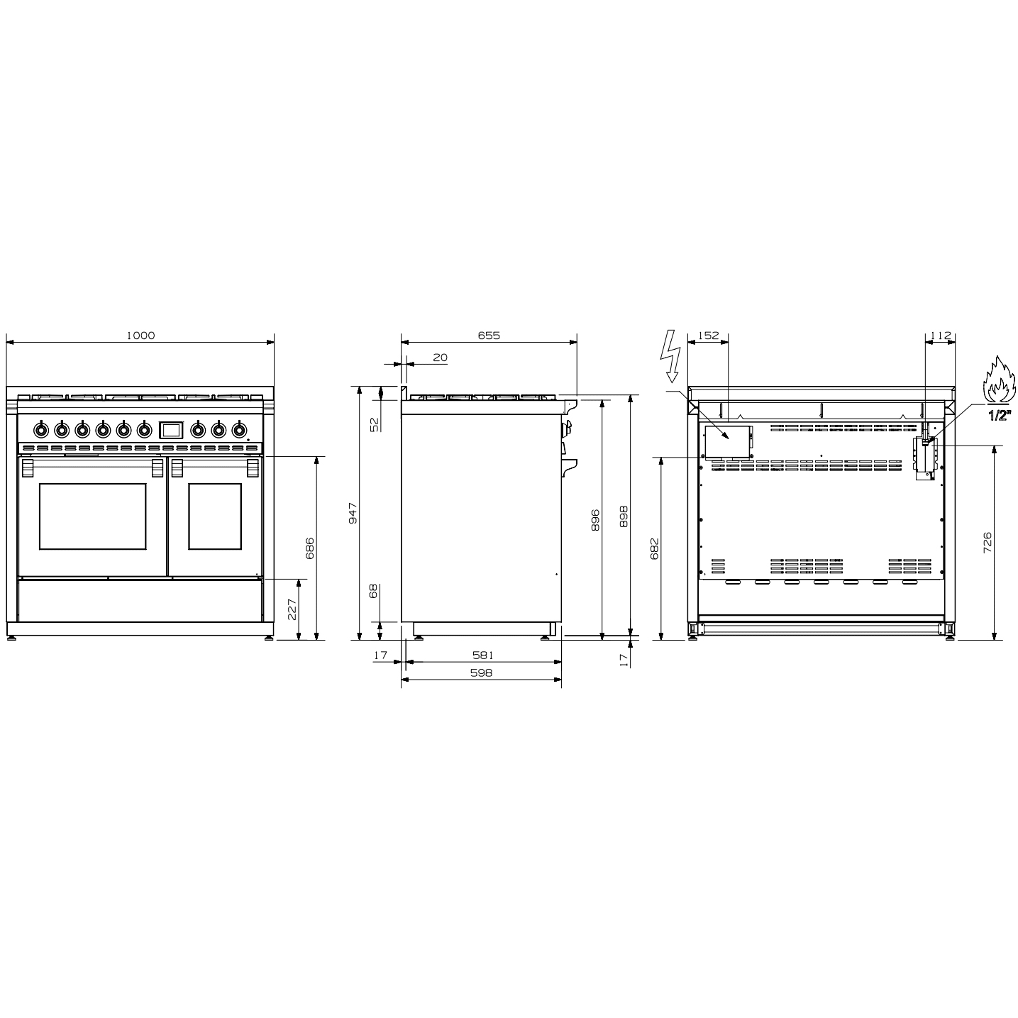 Gasolspis Steel Ascot Combi-Steam Svart 100 cm med BBQ och Ångfunktion