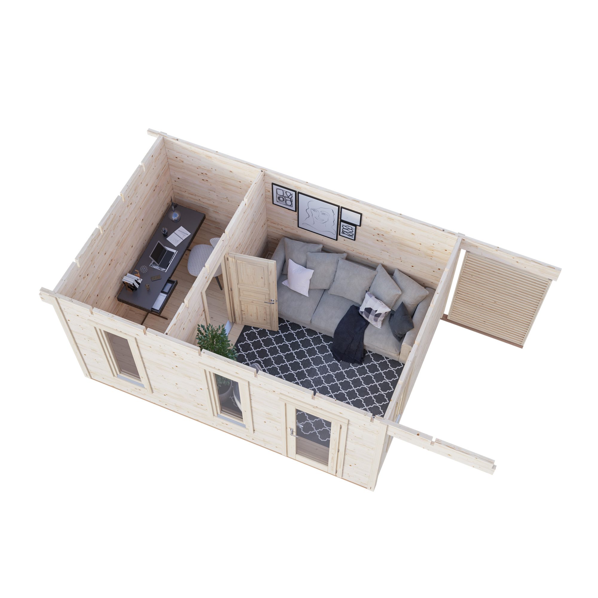 Trädgårdshus Palmako Grace 13,4+4,1 m2