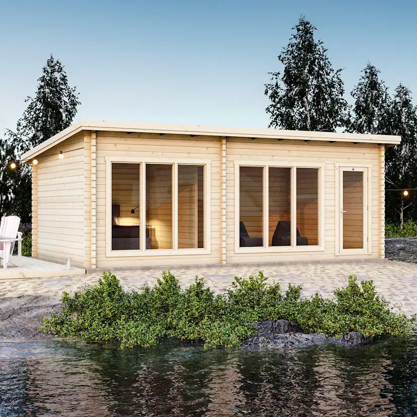 Attefallshus Luoman Lillevilla Sirkku 28 m² Komplett Stuga med Pulpettak