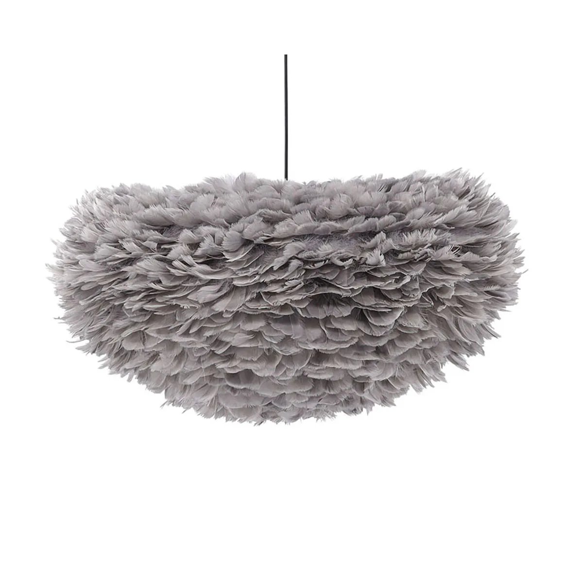 Nicola - Large Pendant Lamp - Black / Grey artificial feathe Grå