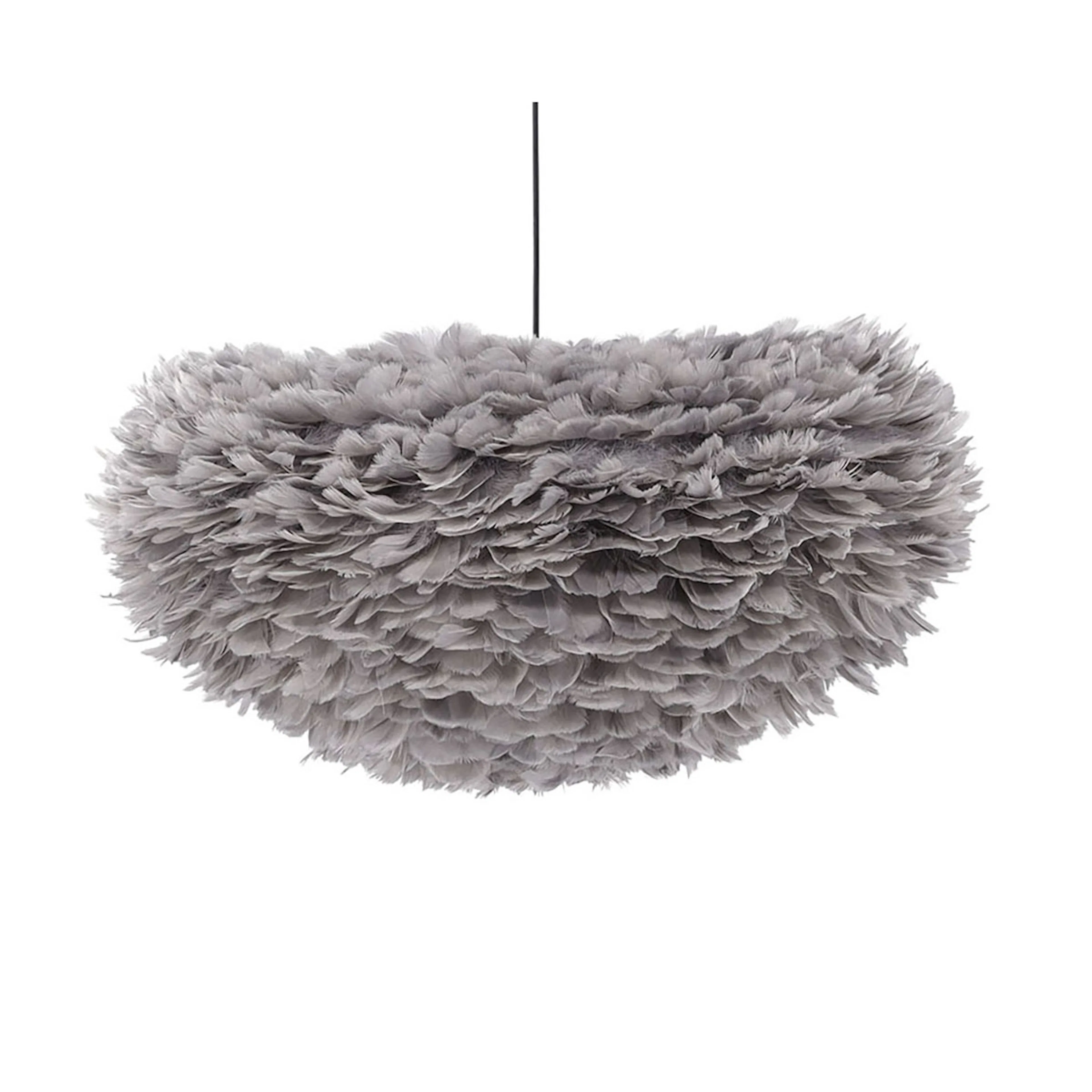 Nicola - Large Pendant Lamp - Black / Grey artificial feathe Grå