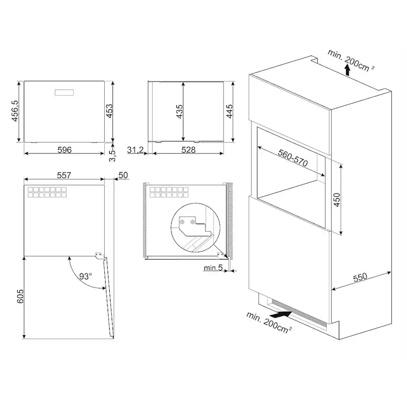 Inbyggd Vinkyl Smeg CVI320 Högerhängd