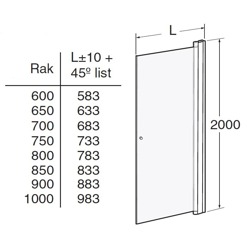 Duschdörr Contura Shower Space Rak SPNK med Knopp