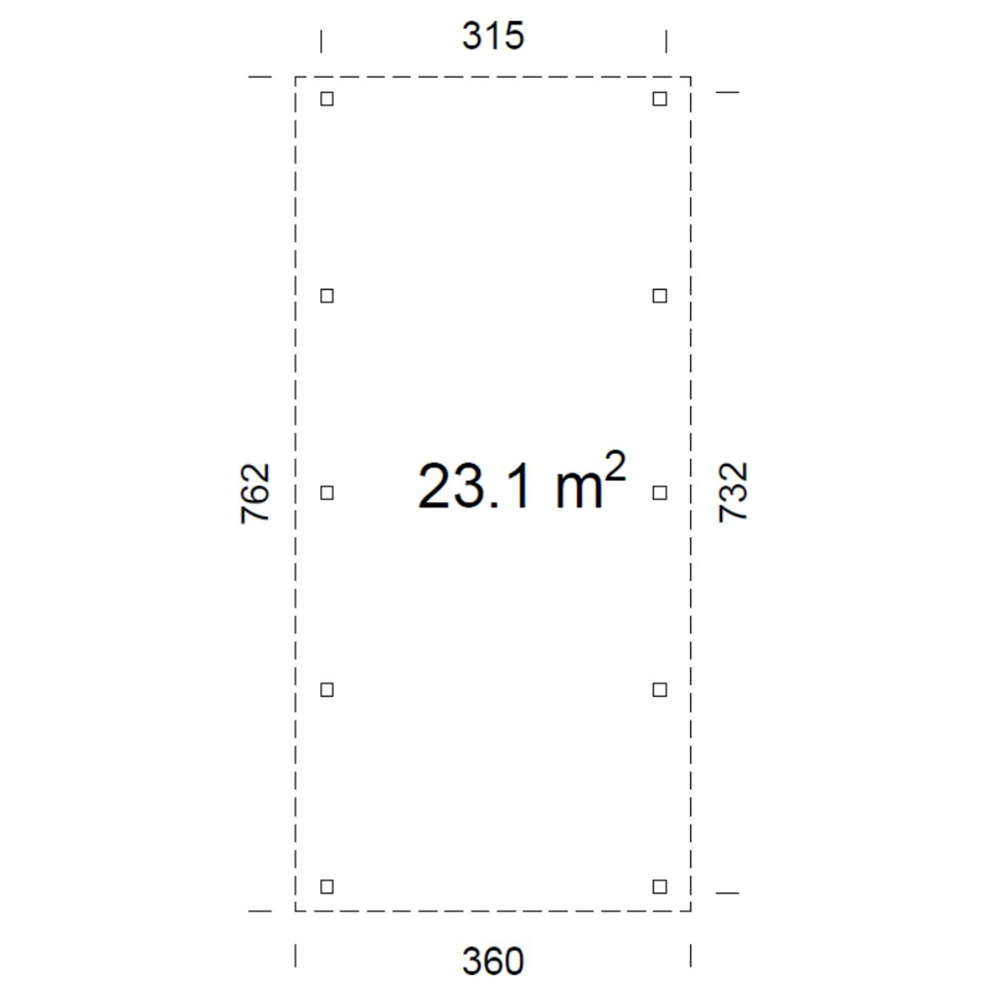 Carport Karl 23,1 m2 Obehandlad