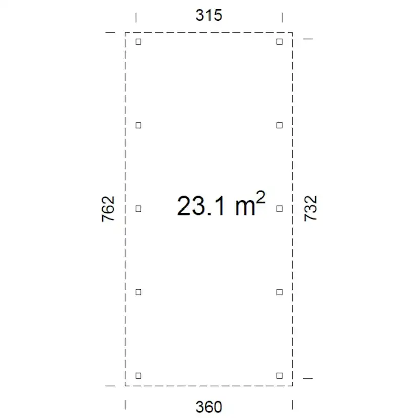 Carport Karl 23,1 m2 Obehandlad