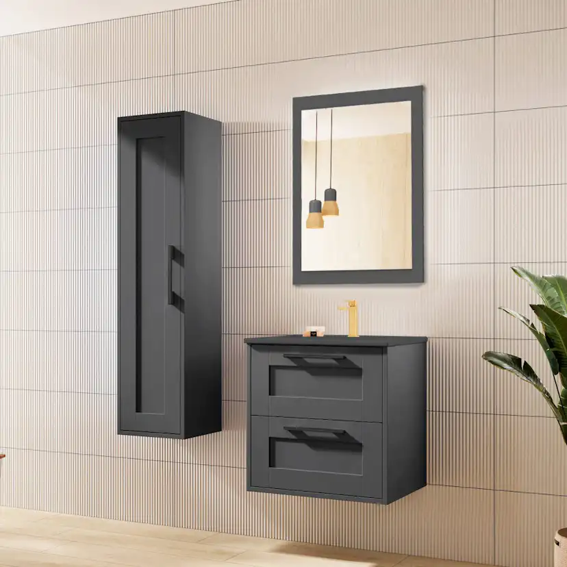 Badrumsspegel 60x68 cm Tenfors Allmoge Antracit Bredd: 600 mm, Färg: Antracit