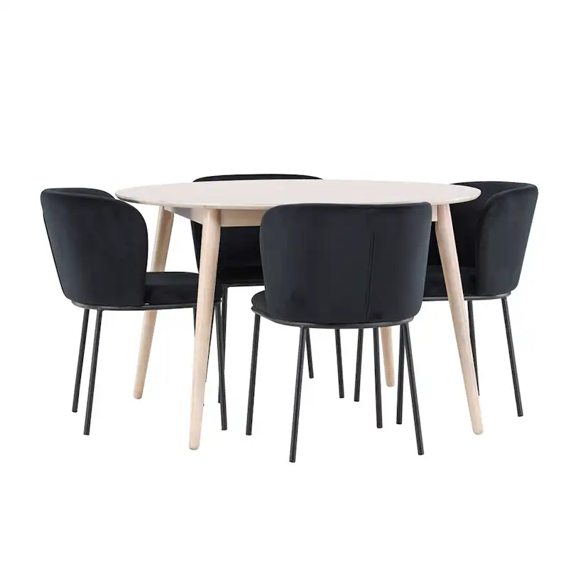 Matgrupp Venture Home Flora Ø120 cm med 4st Edina Matstolar
