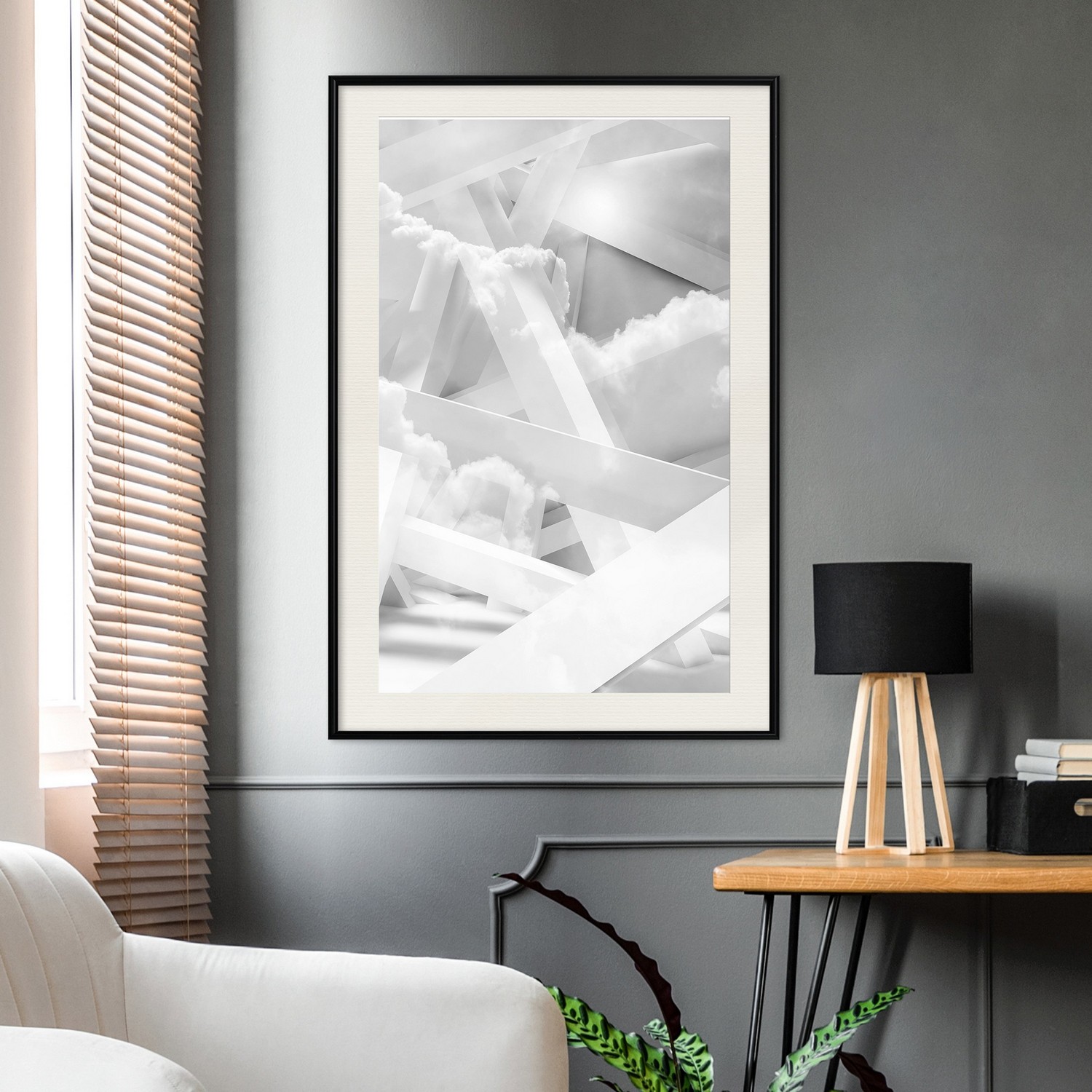 Affisch - Sky-High Construction [Poster] 40x60 Svart ram med passepartout, 40x60 cm