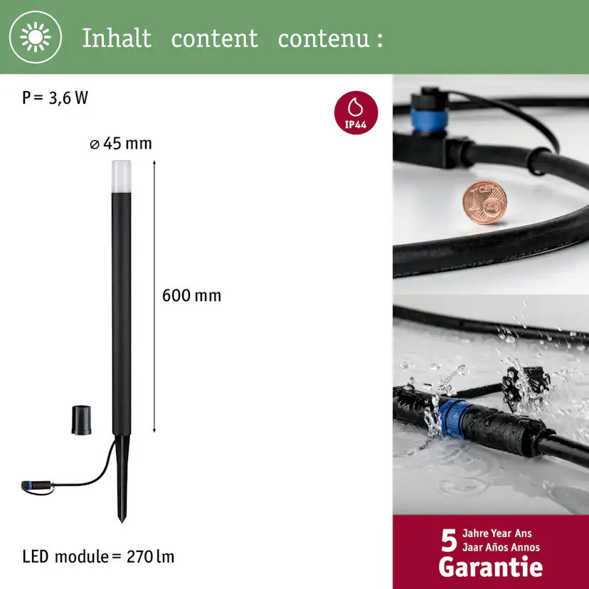 Pollare LED Paulmann Flarea Plug & Shine IP65 24V Höjd: 600 mm