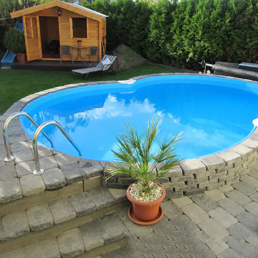 Stålväggspool Planet Pool Premium Inbyggd Åttaformad 6,25x3,6 inkl SF8 Stege och Tillbehör