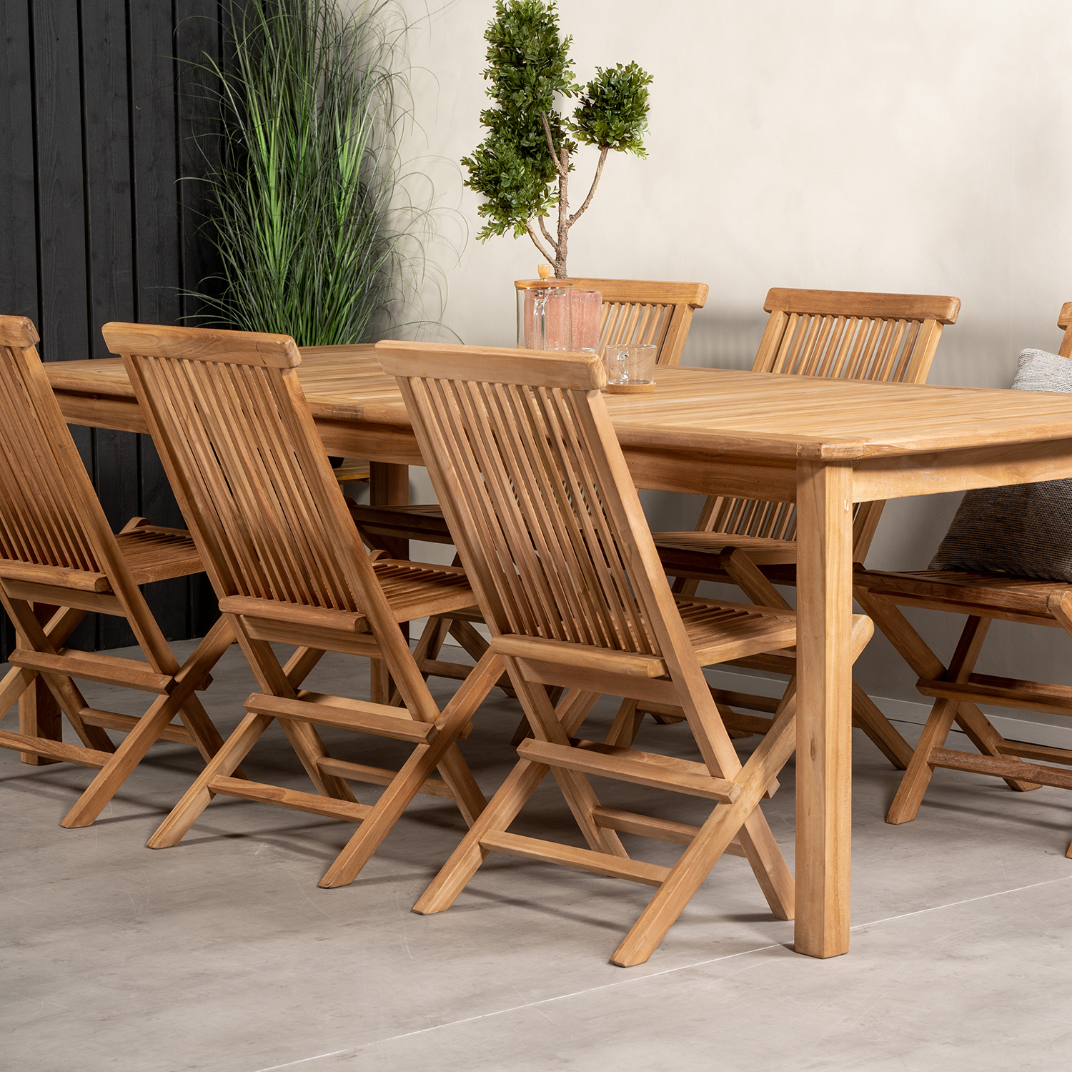 Matgrupp Venture Home Kenya 220x100 Teak med 6 Fällbara Stolar