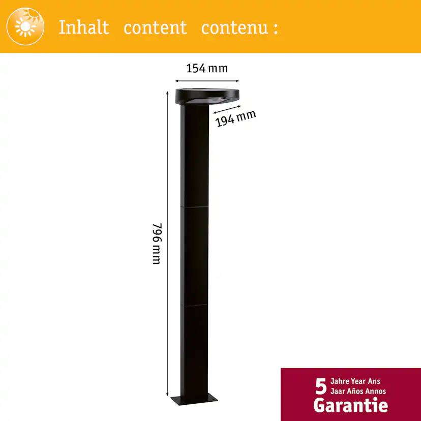 Pollare Solcell LED Paulmann Ryse med Rörelsesensor IP44